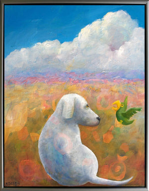 White Dog and Green Parrot