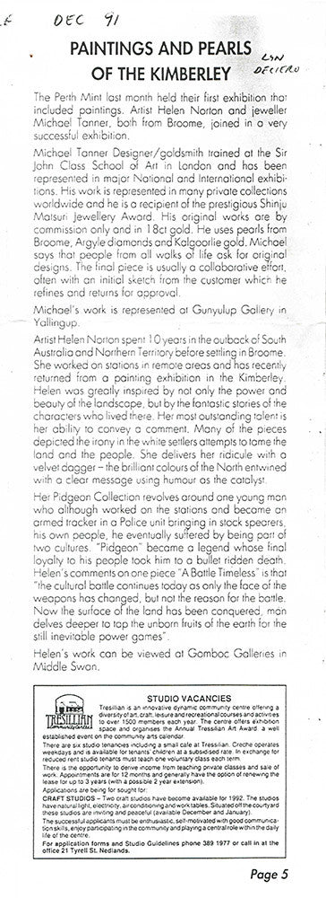 1991 Paintings and Pearls of the Kimberley - The Artists Chronicle