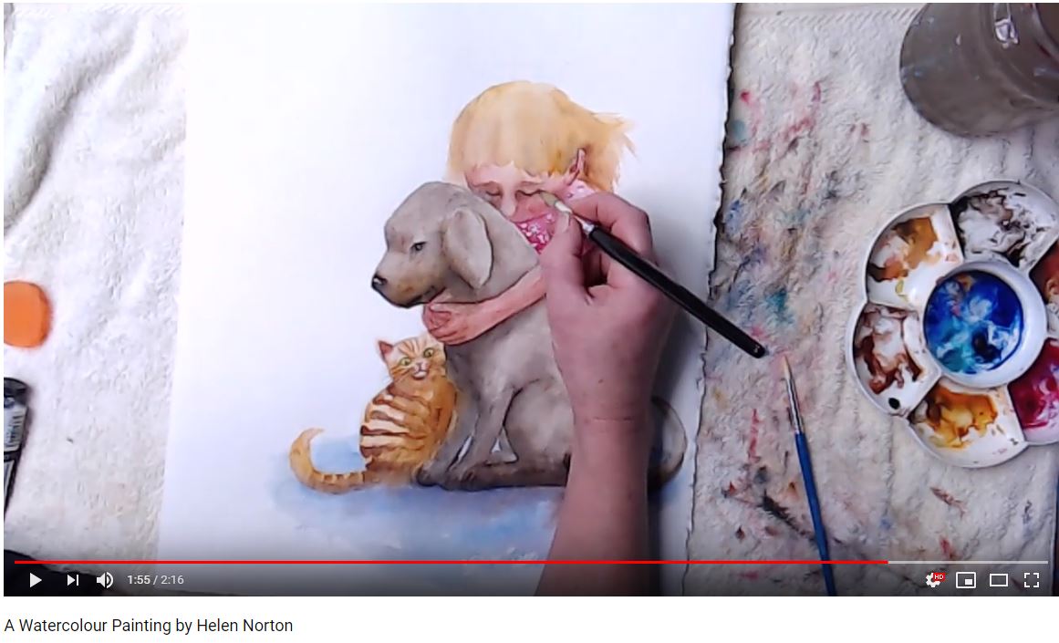 Watercolour Demo of Girl and Dog