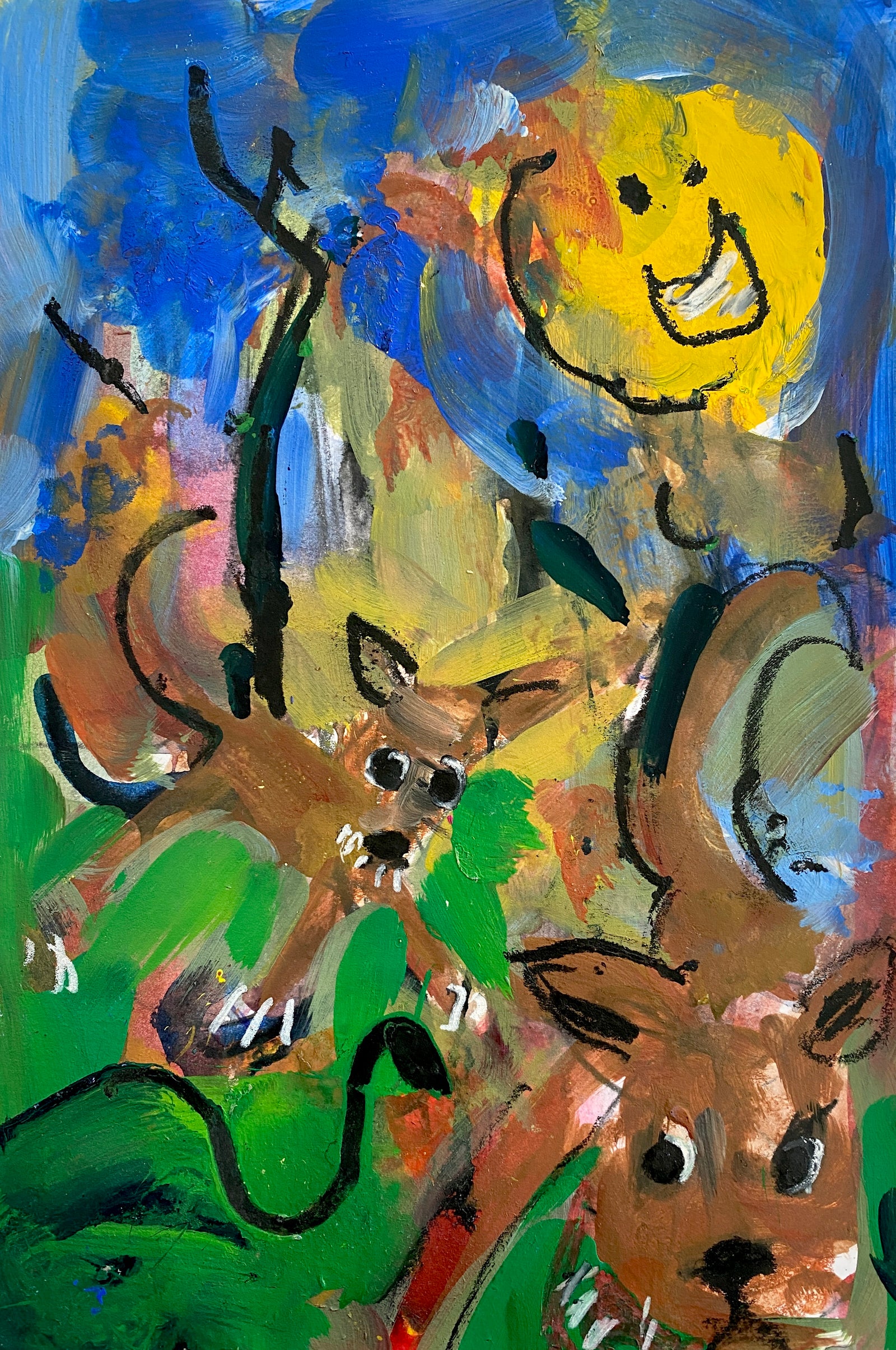 Brown Dogs on Hot Day - Helen Norton Art