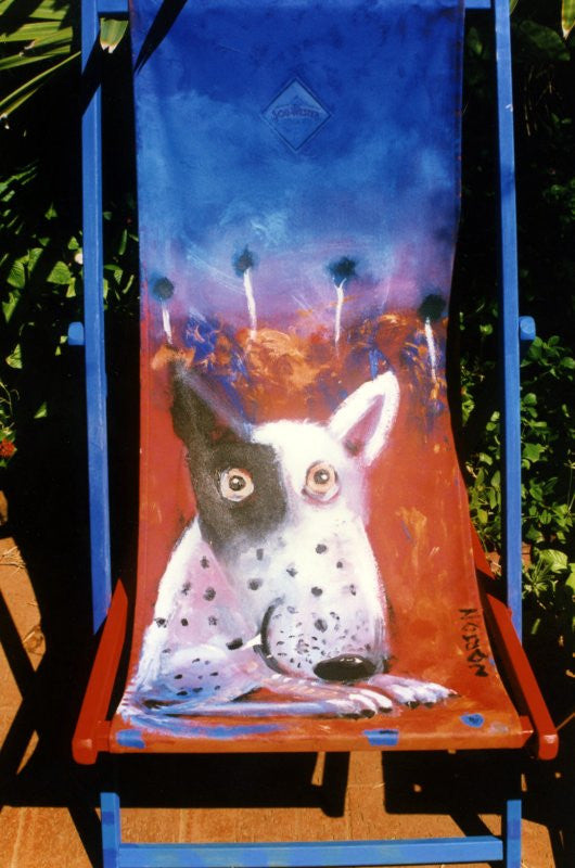 1996 Deck Chair - Blue Dog - Helen Norton Art