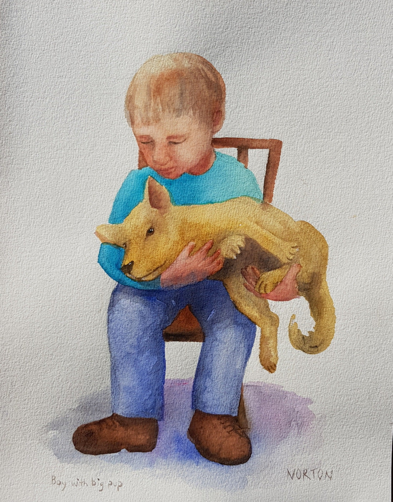 Boy with Big Pup