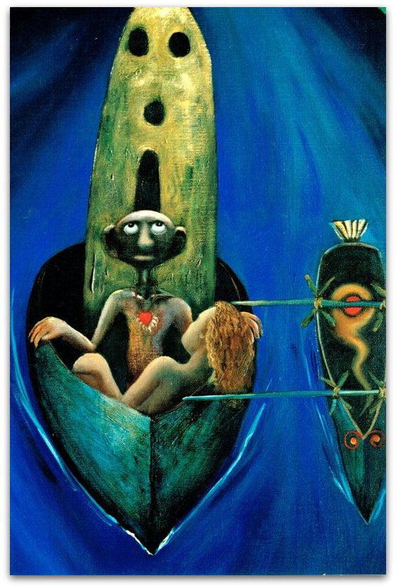 Boatman with Lost Goddess - Helen Norton Art