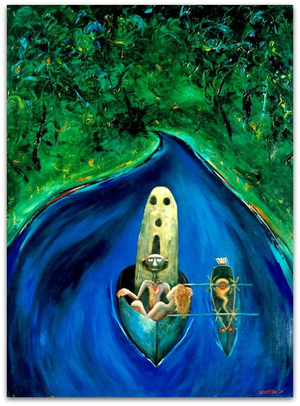 Boatman with Lost Goddess - Helen Norton Art