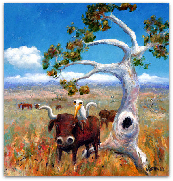 Bull with Egret on Horn