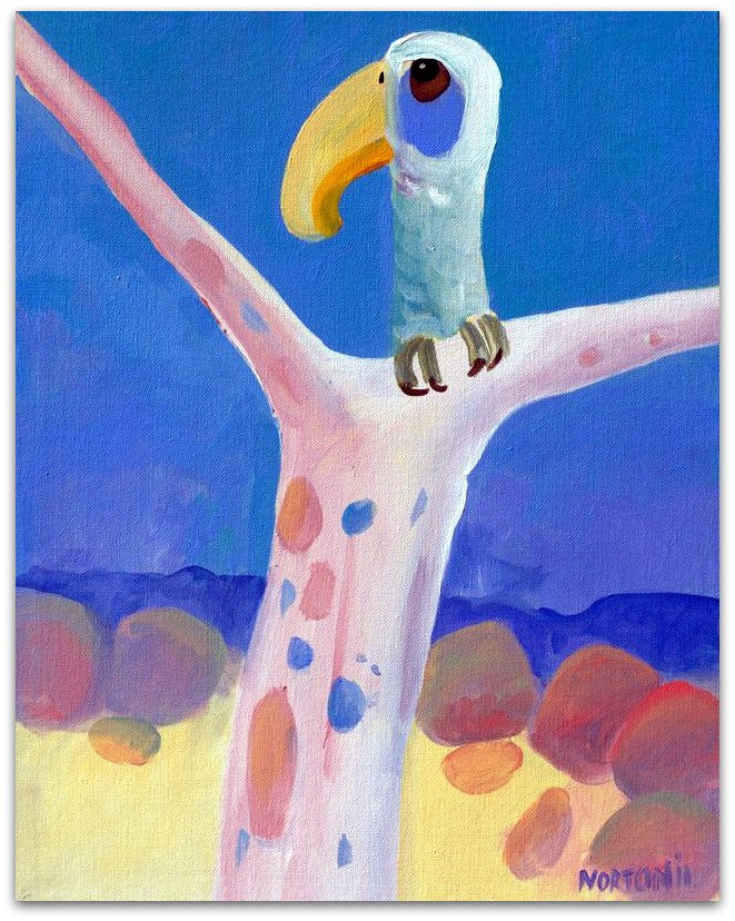 Cocky on Salmon Gum - Helen Norton Art