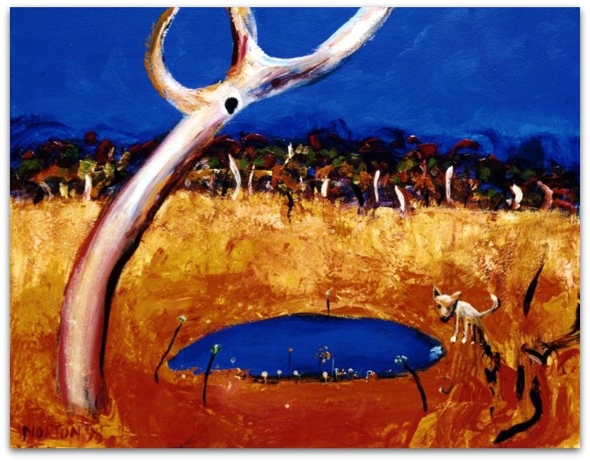 Dingo Near Waterhole - Helen Norton Art
