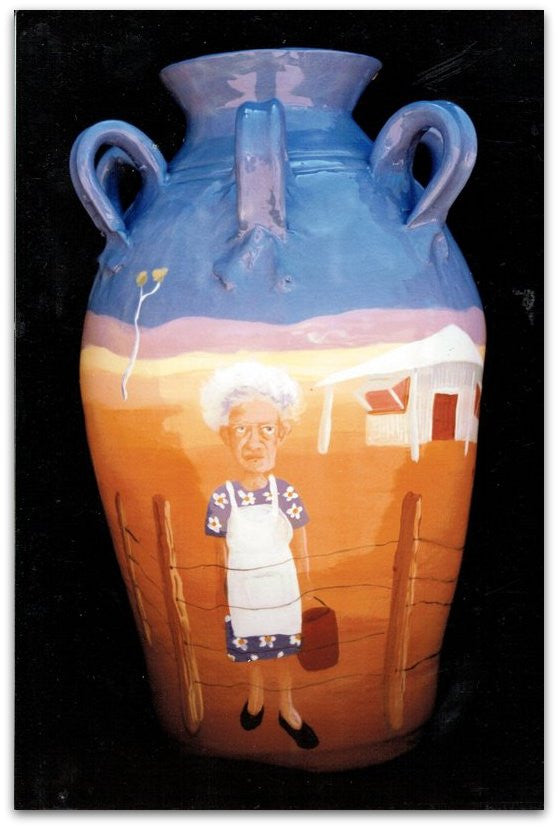 1993 Mrs Hunter Glazed Clay Pot - Helen Norton Art