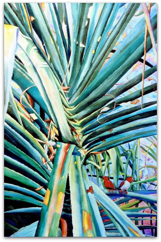 Pandanas with Crimson Finch