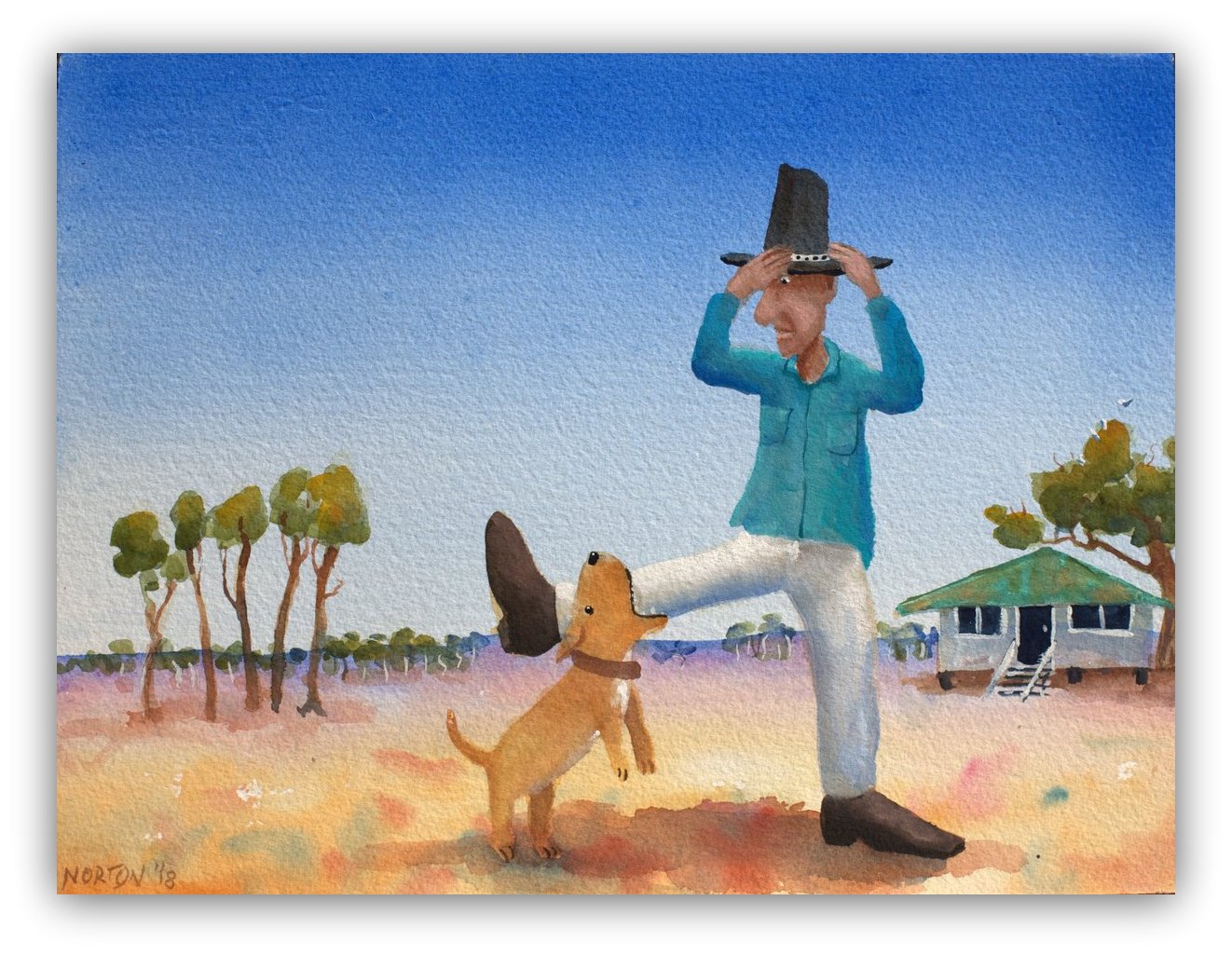 Dog Biting Man's Leg