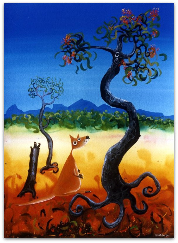 Kangaroo Looking at Coral Tree