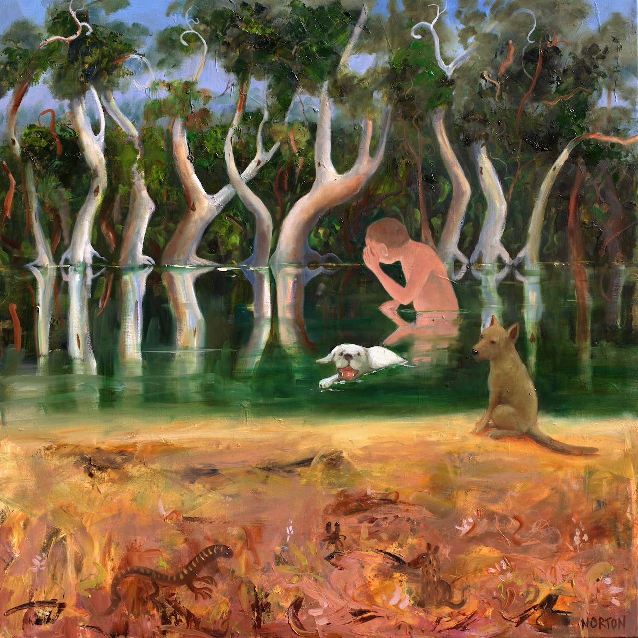 Man Bathing