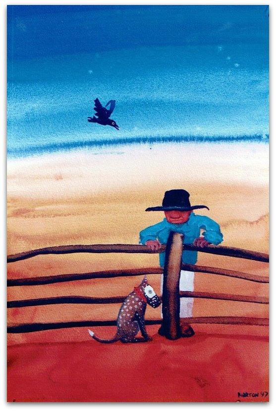 Man Dog And Crow - Helen Norton Art