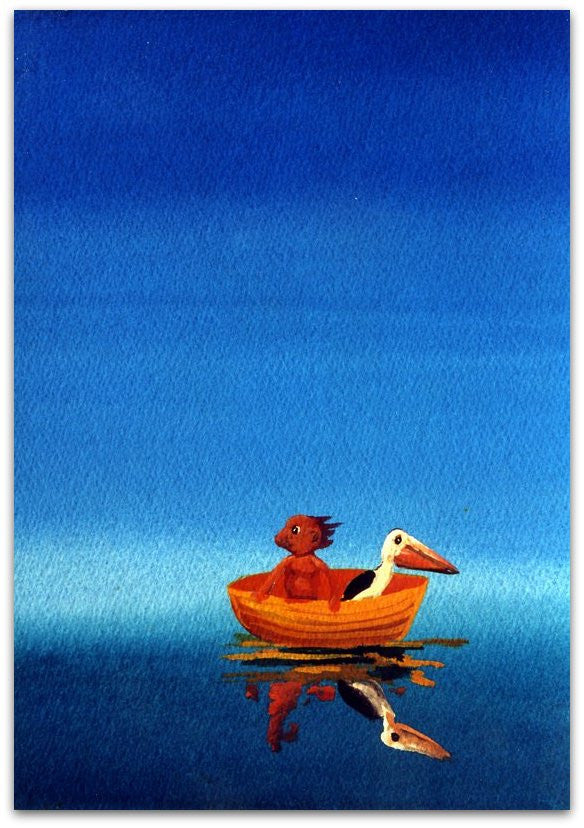 Man With Pelican - Helen Norton Art