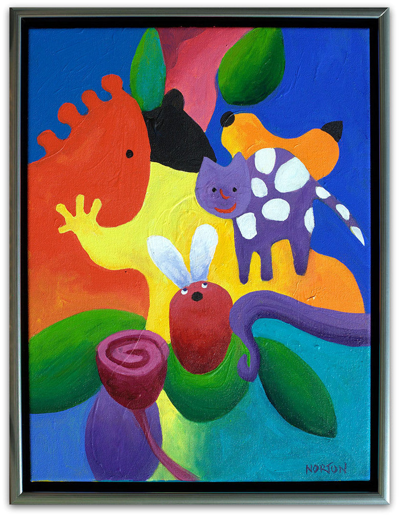 Red Horse with Purple Cat