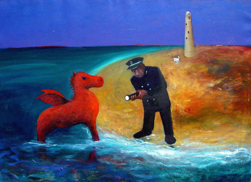 Keeper Meets Sea Horse - Helen Norton Art