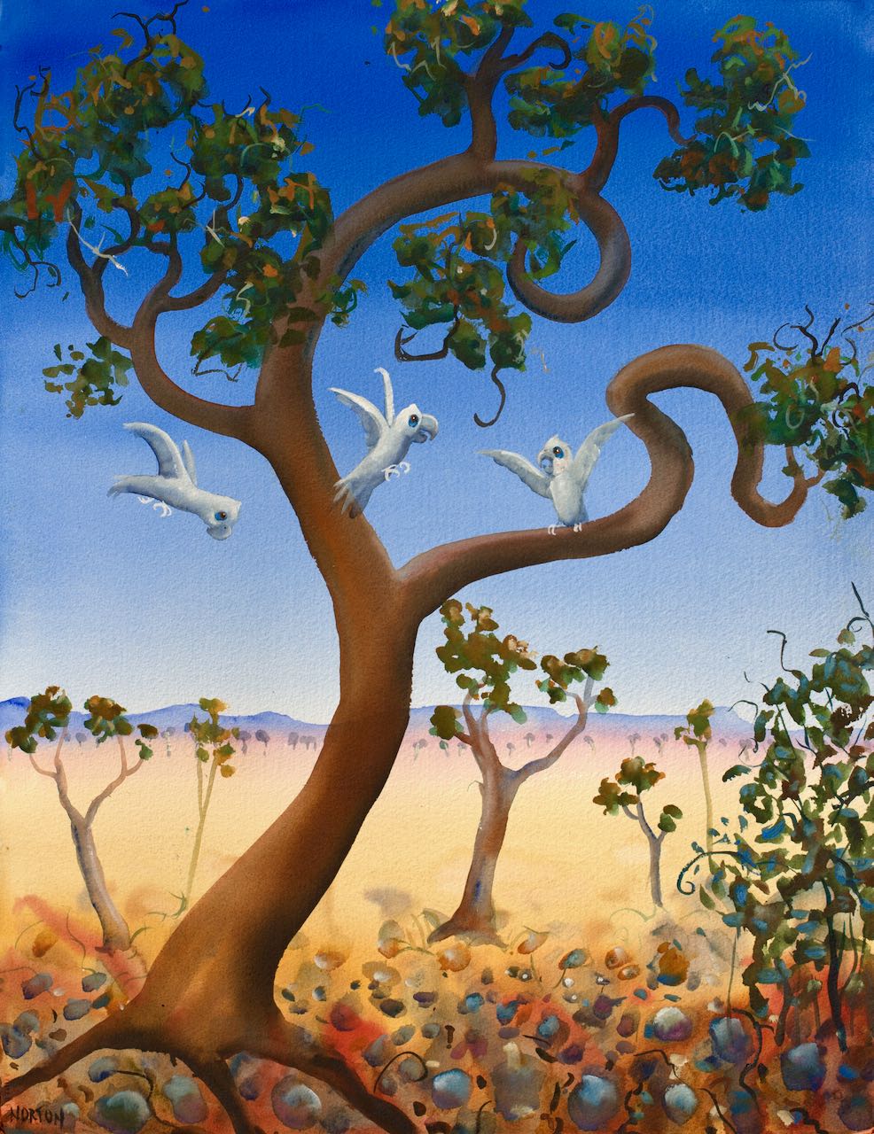 Three White Cockatoos