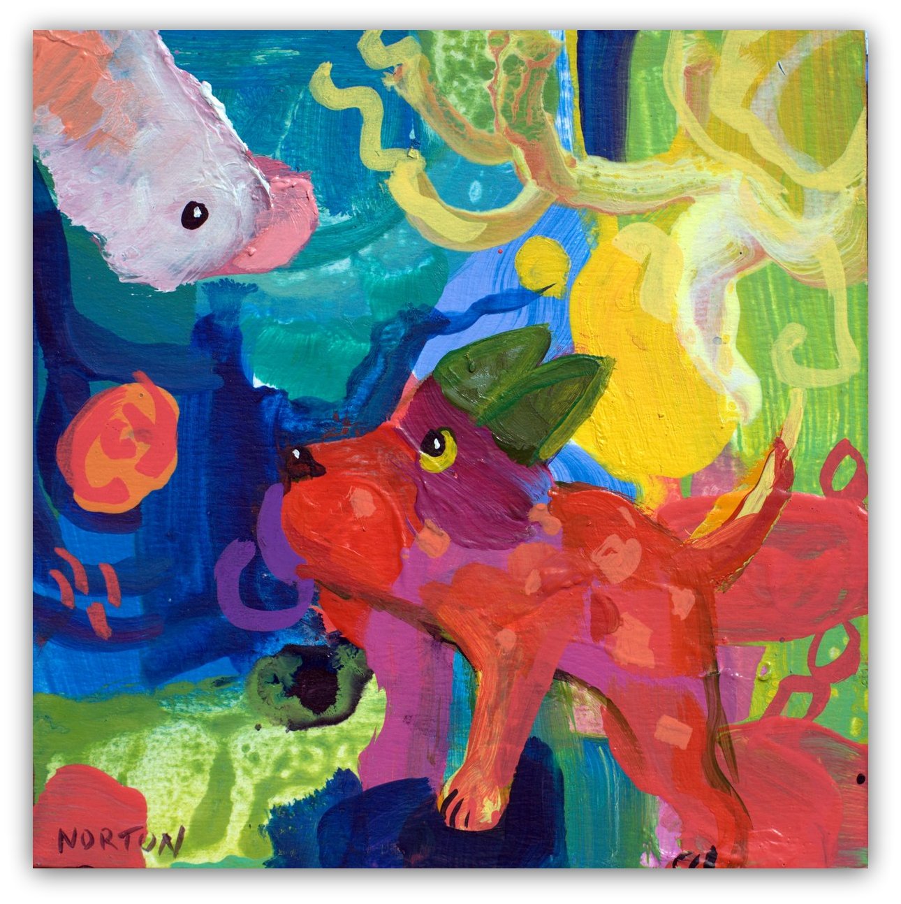 Upside Down Cocky with Dog