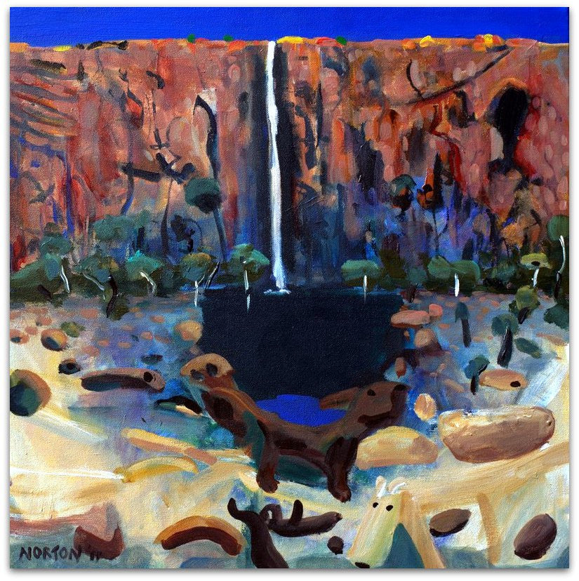 Waterfall with Natives