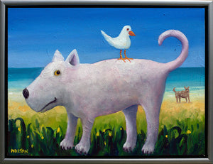White Dog With Seagul