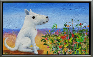 White Dog With Flowers