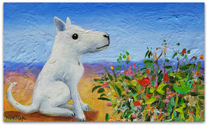 White Dog With Flowers