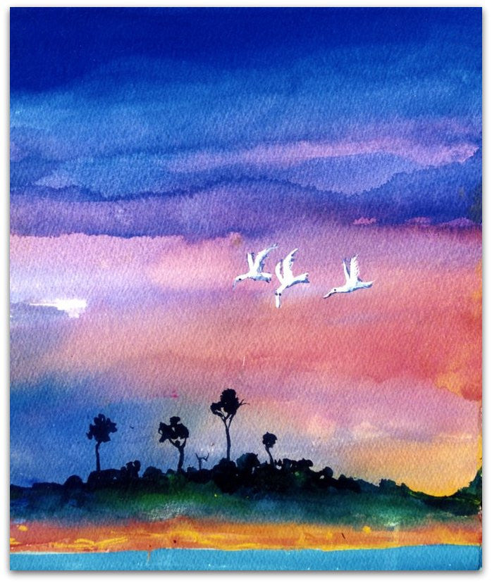 Birds At Sunset - Helen Norton Art