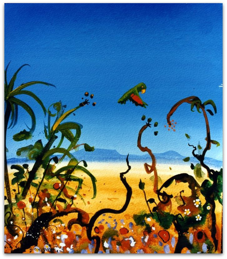 Bush With Green Parrot