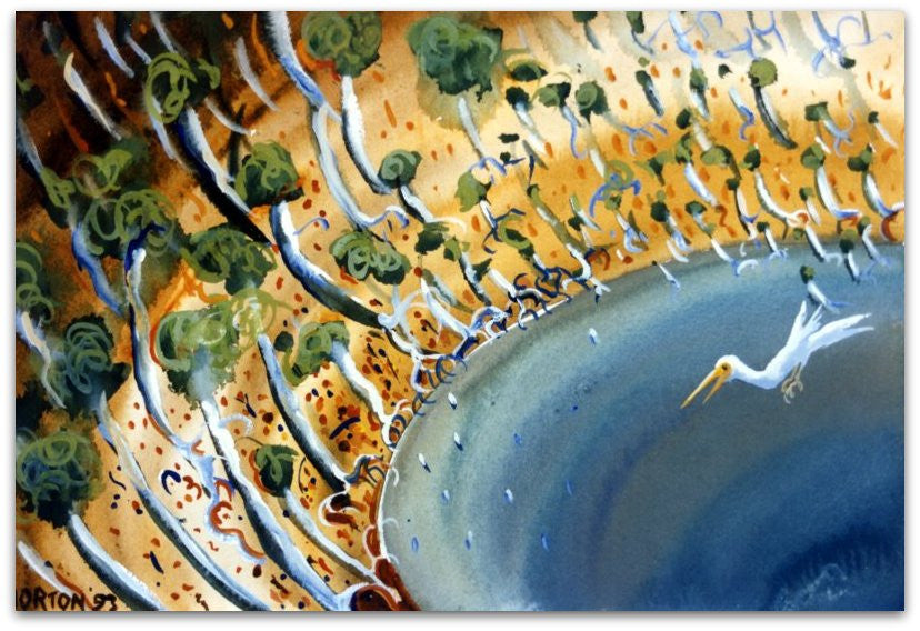 Egret Over Tidal Flat