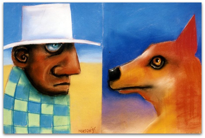 Ephemeral Man and His Dog - Helen Norton Art