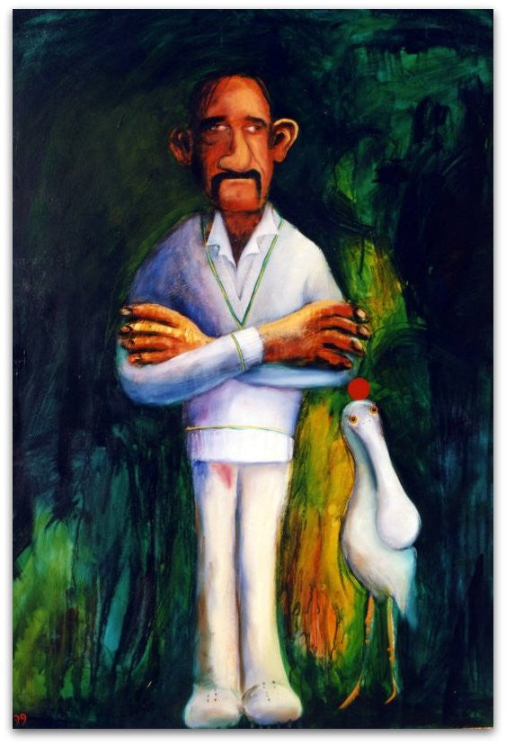 Fast Bowler and Spoonbill (Dennis Lillee) - Helen Norton Art