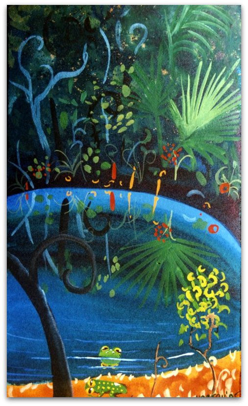 Miniature - Green Waterhole With Frogs