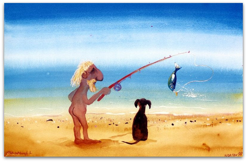 Man Catching Fish - Helen Norton Art