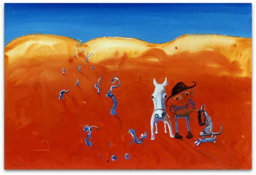 Man Horse Dog and Rabbit