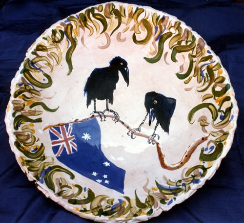 1993 Crows On The Flag Bowl - Helen Norton Art